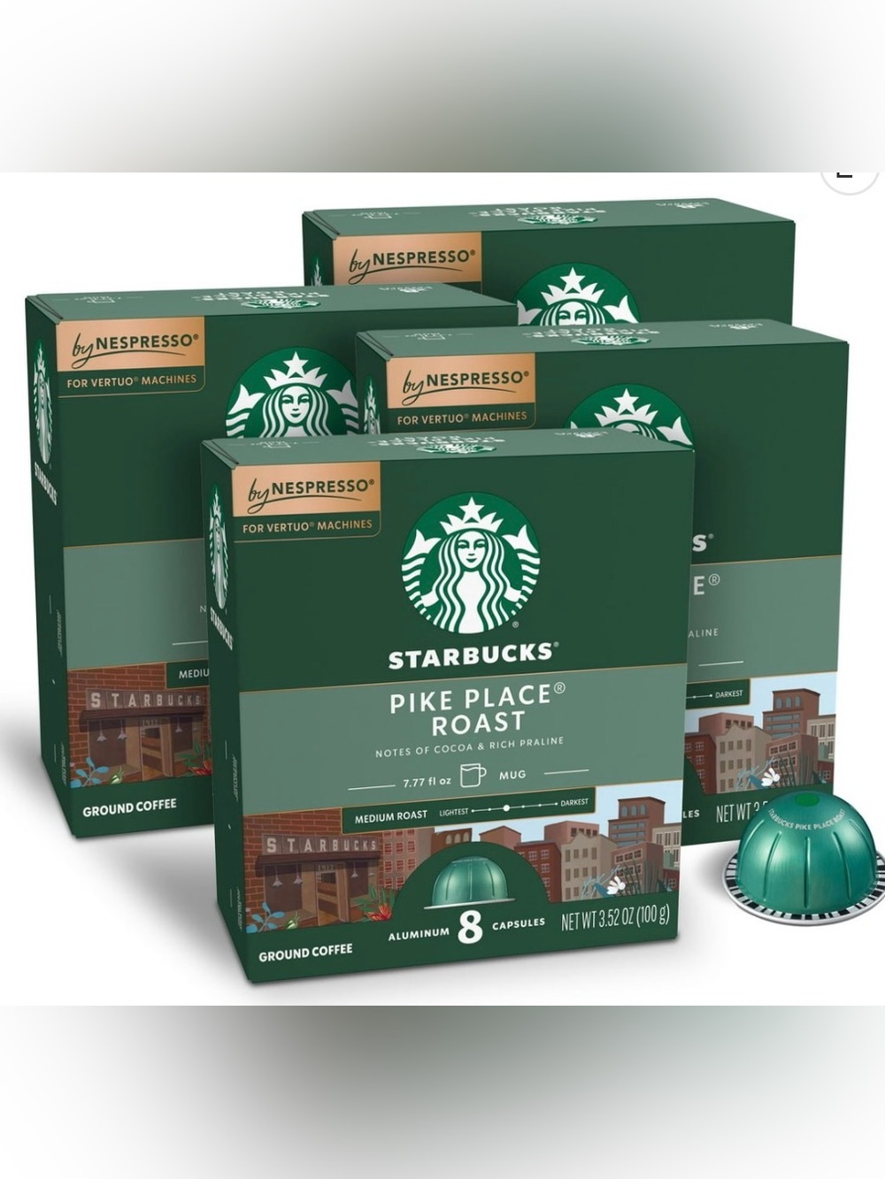 Starbucks By Nespresso Vertuo Pods Pike Place Roast 40 Count set